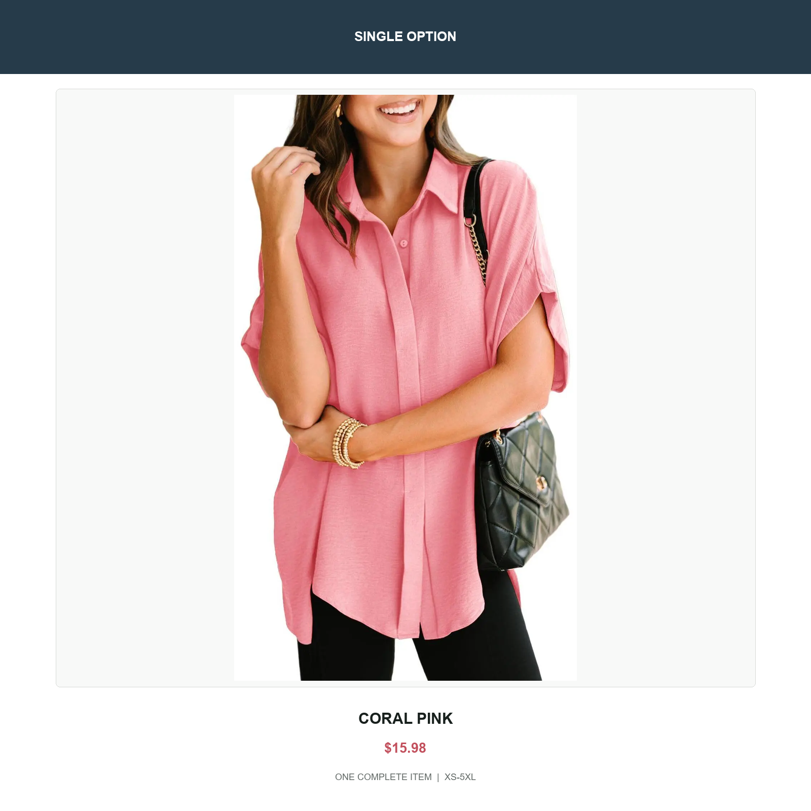 Single oversized v-neck button shirt in Coral Pink