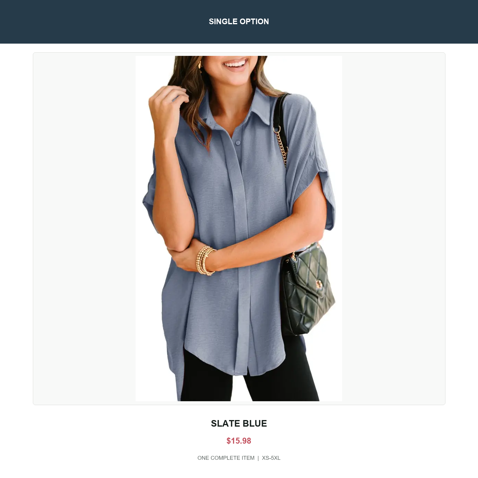 Single oversized v-neck button shirt in Slate Blue
