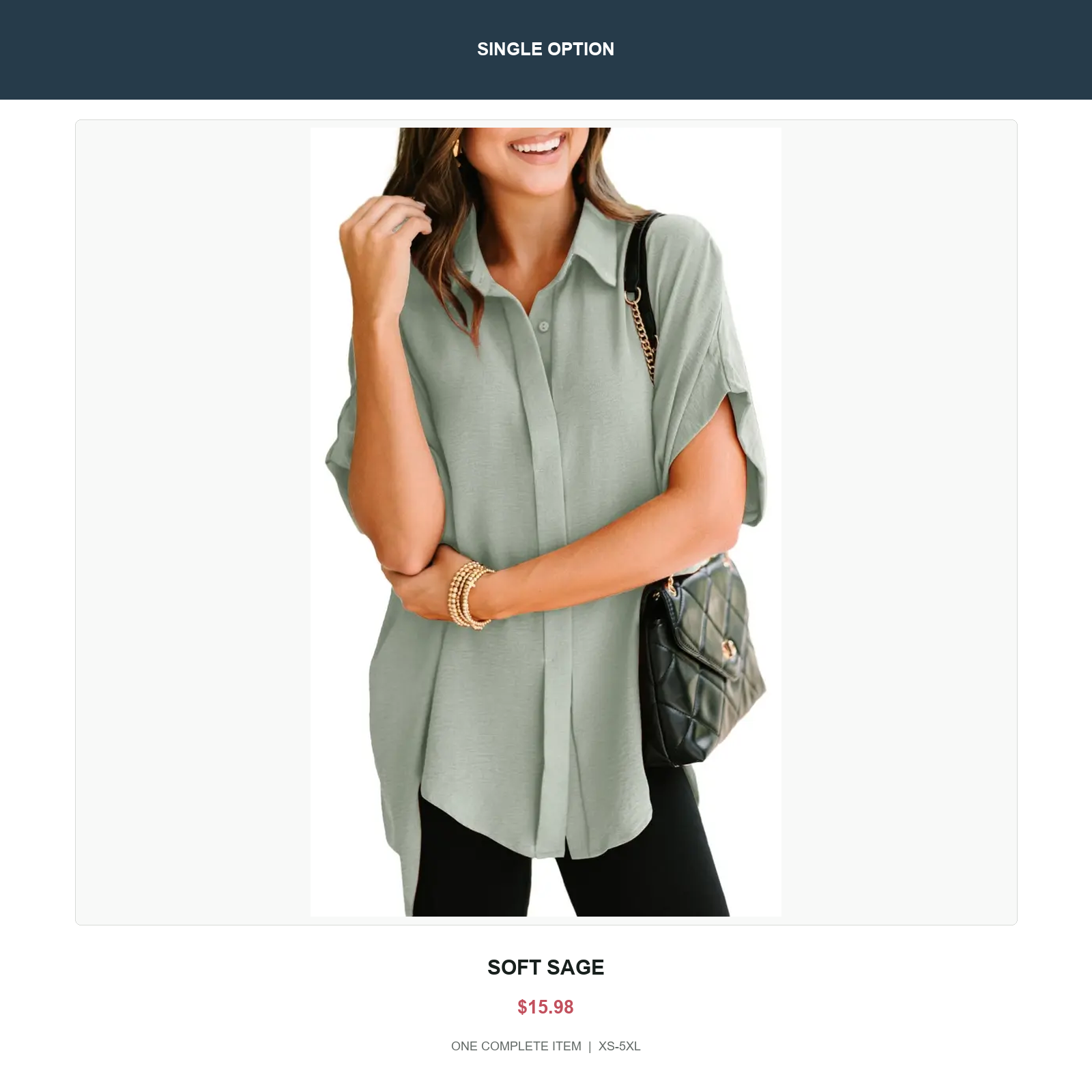 Single oversized v-neck button shirt in Soft Sage