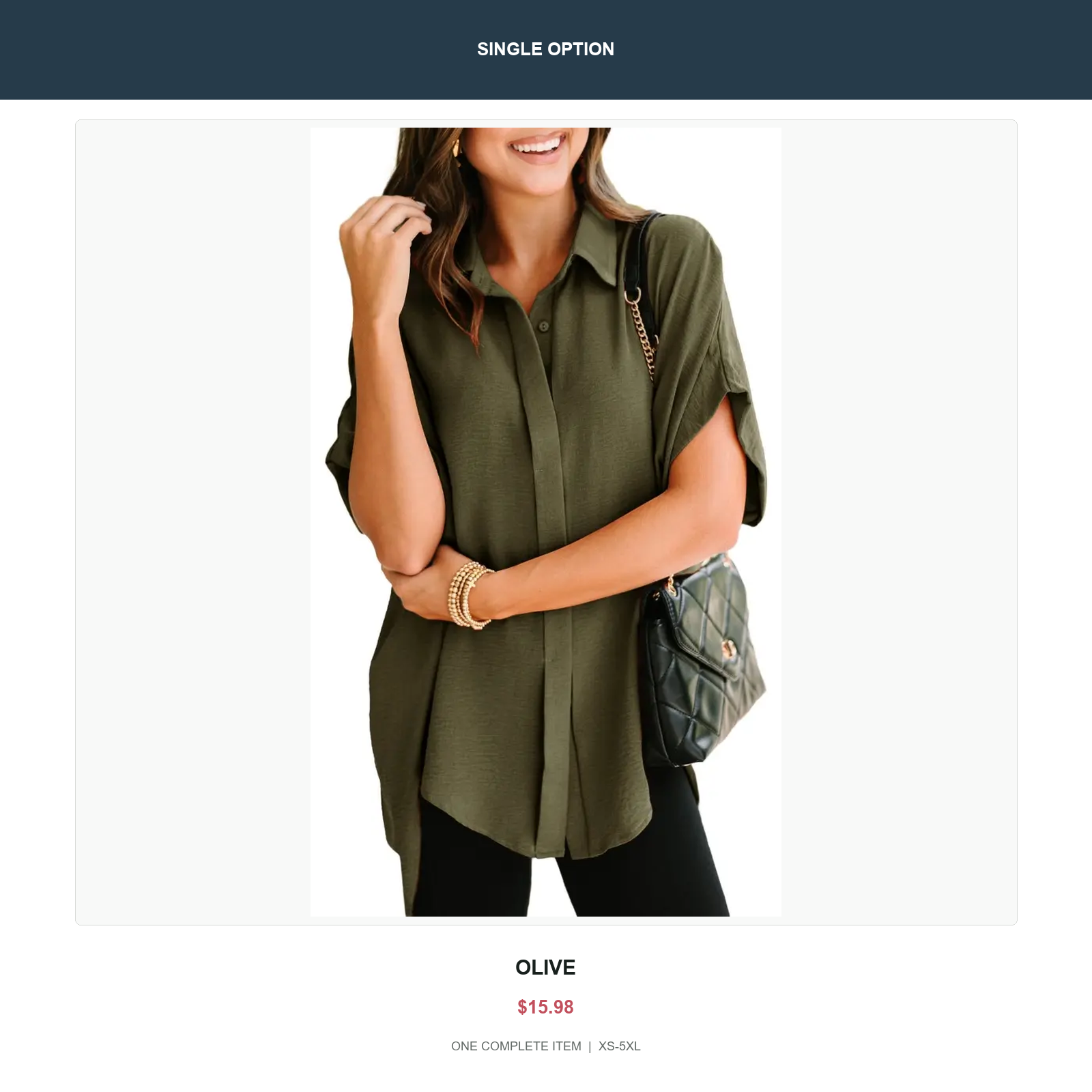 Single oversized v-neck button shirt in Olive