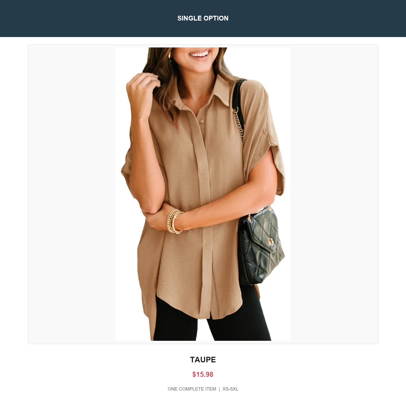 Single oversized v-neck button shirt in Taupe