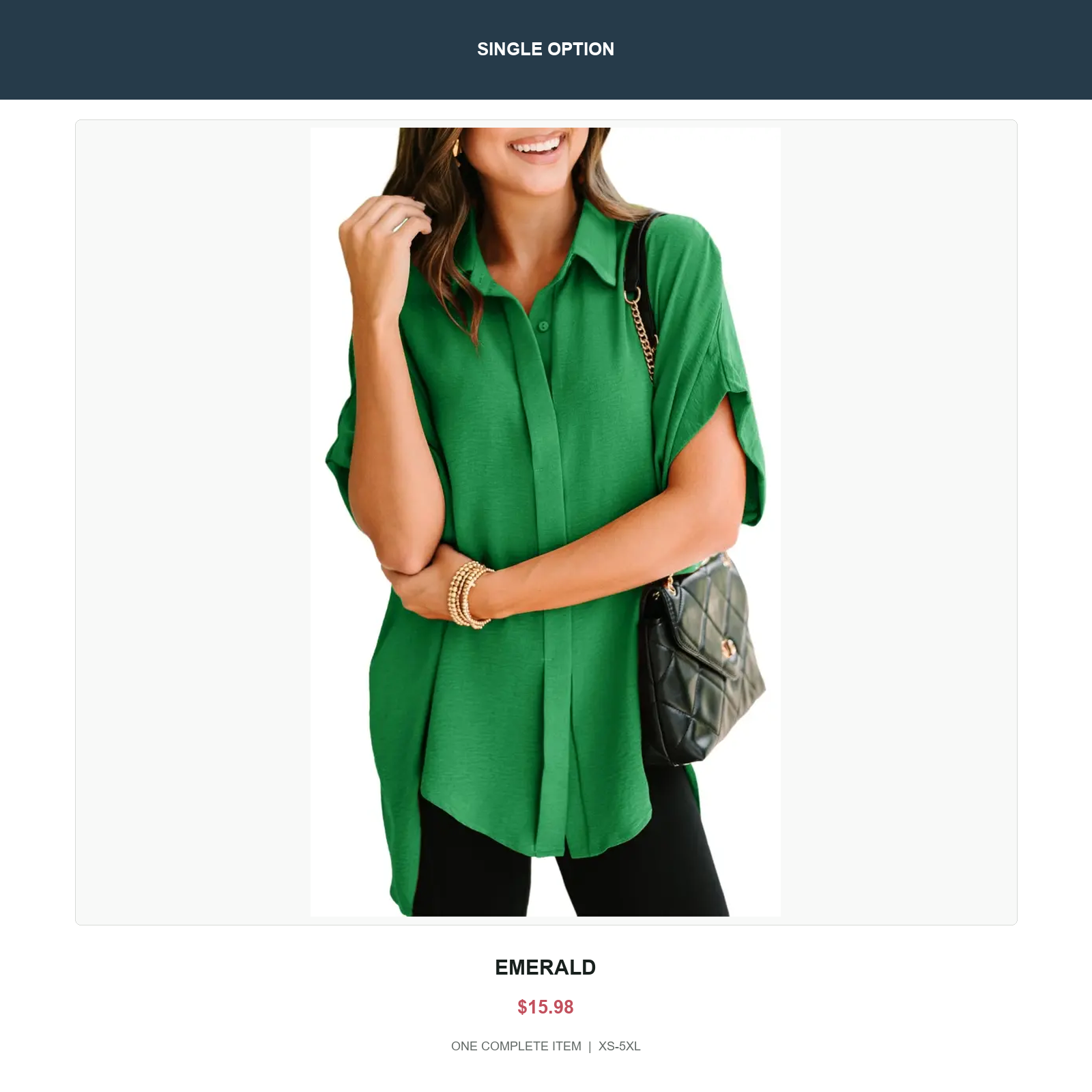 Single oversized v-neck button shirt in Emerald