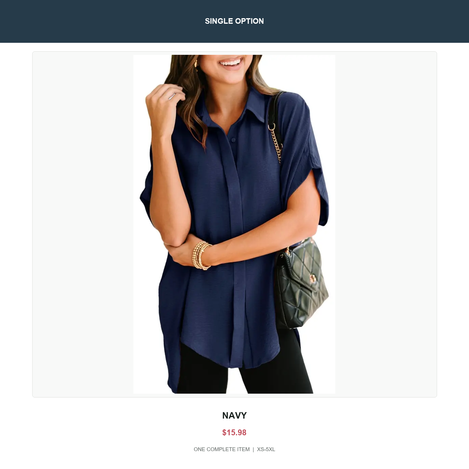 Single oversized v-neck button shirt in Navy