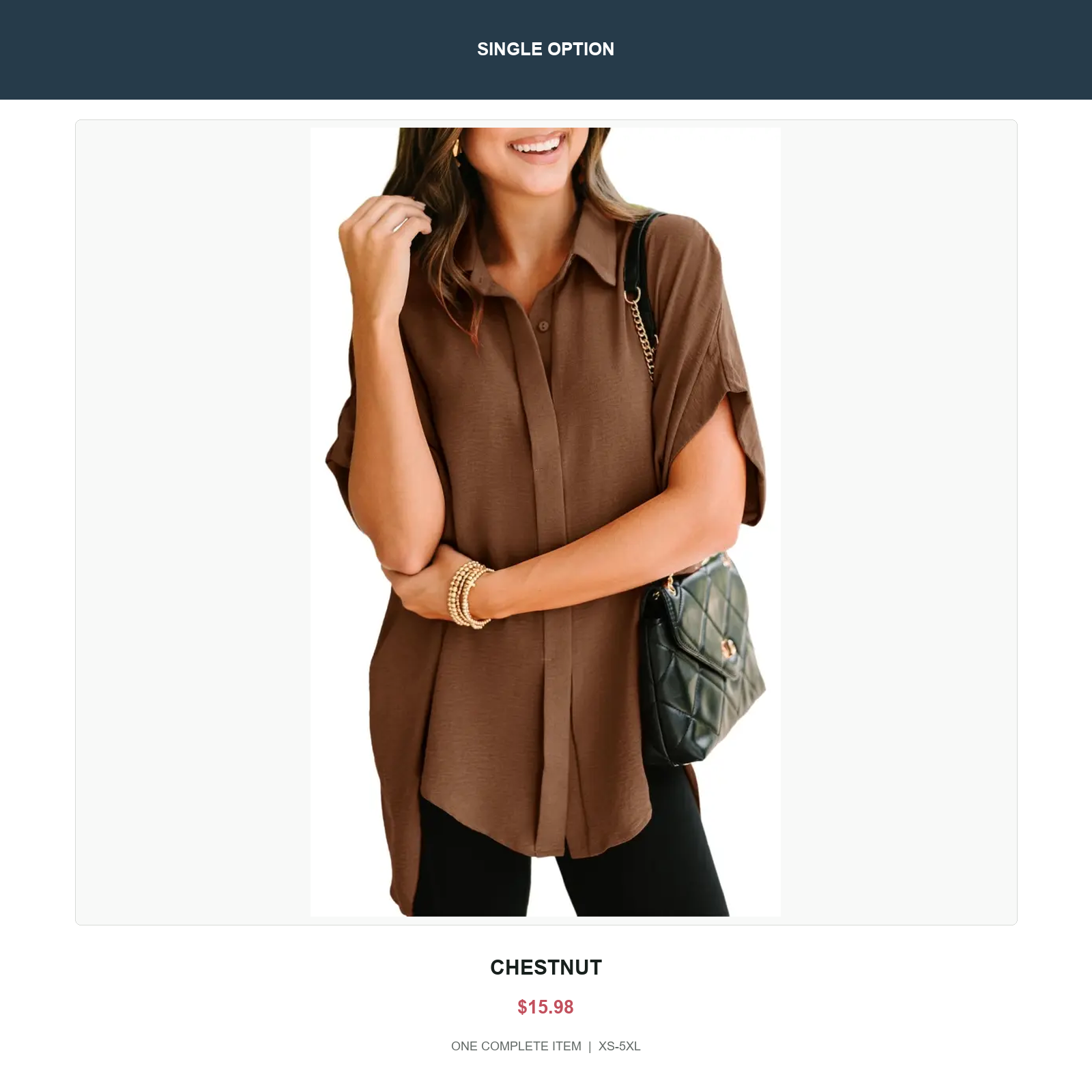 Single oversized v-neck button shirt in Chestnut