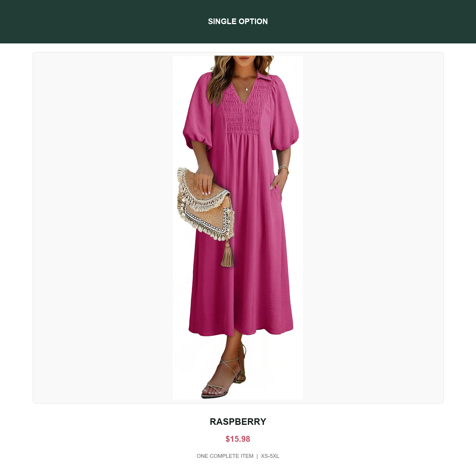 Single smocked v-neck midi dress in Raspberry