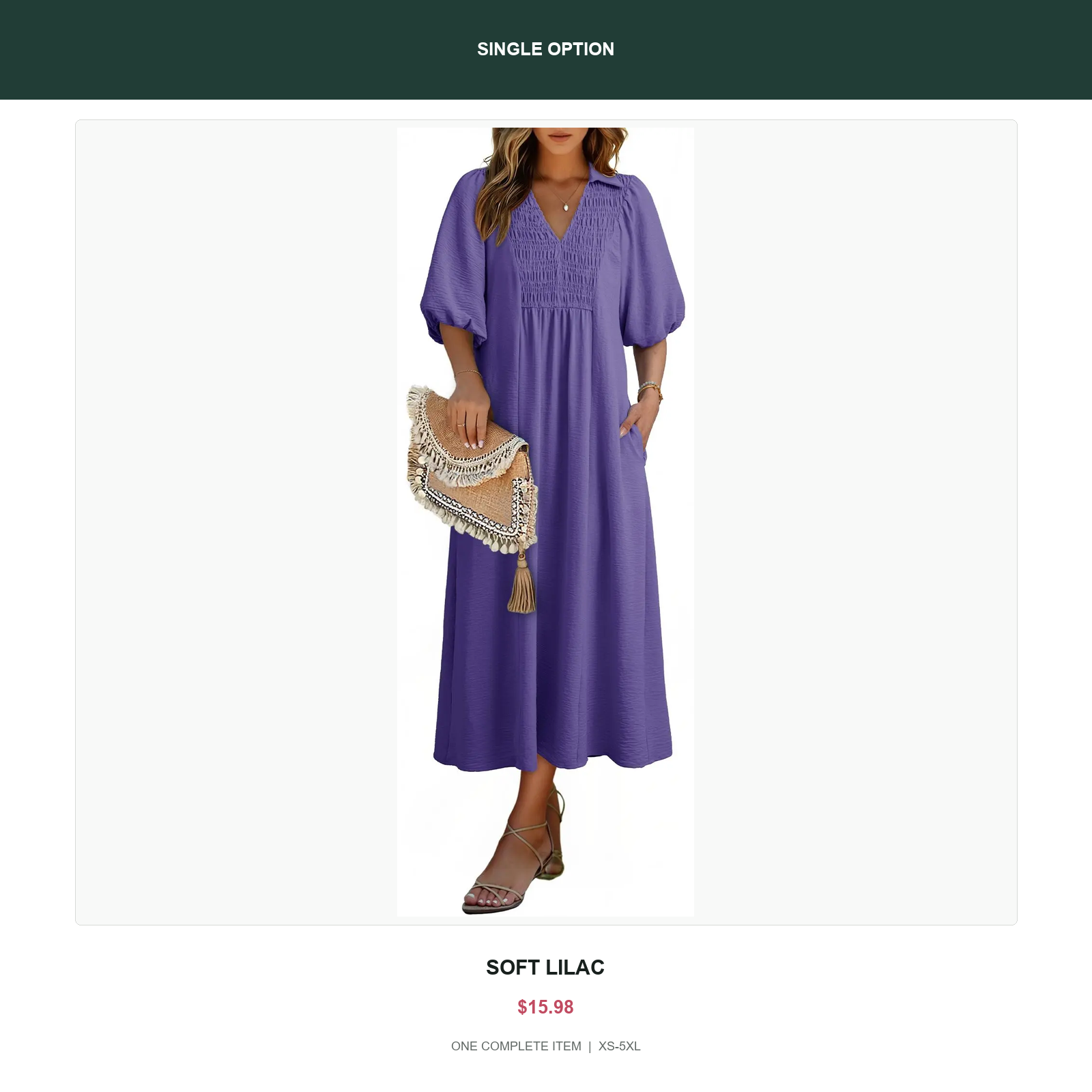 Single smocked v-neck midi dress in Soft Lilac