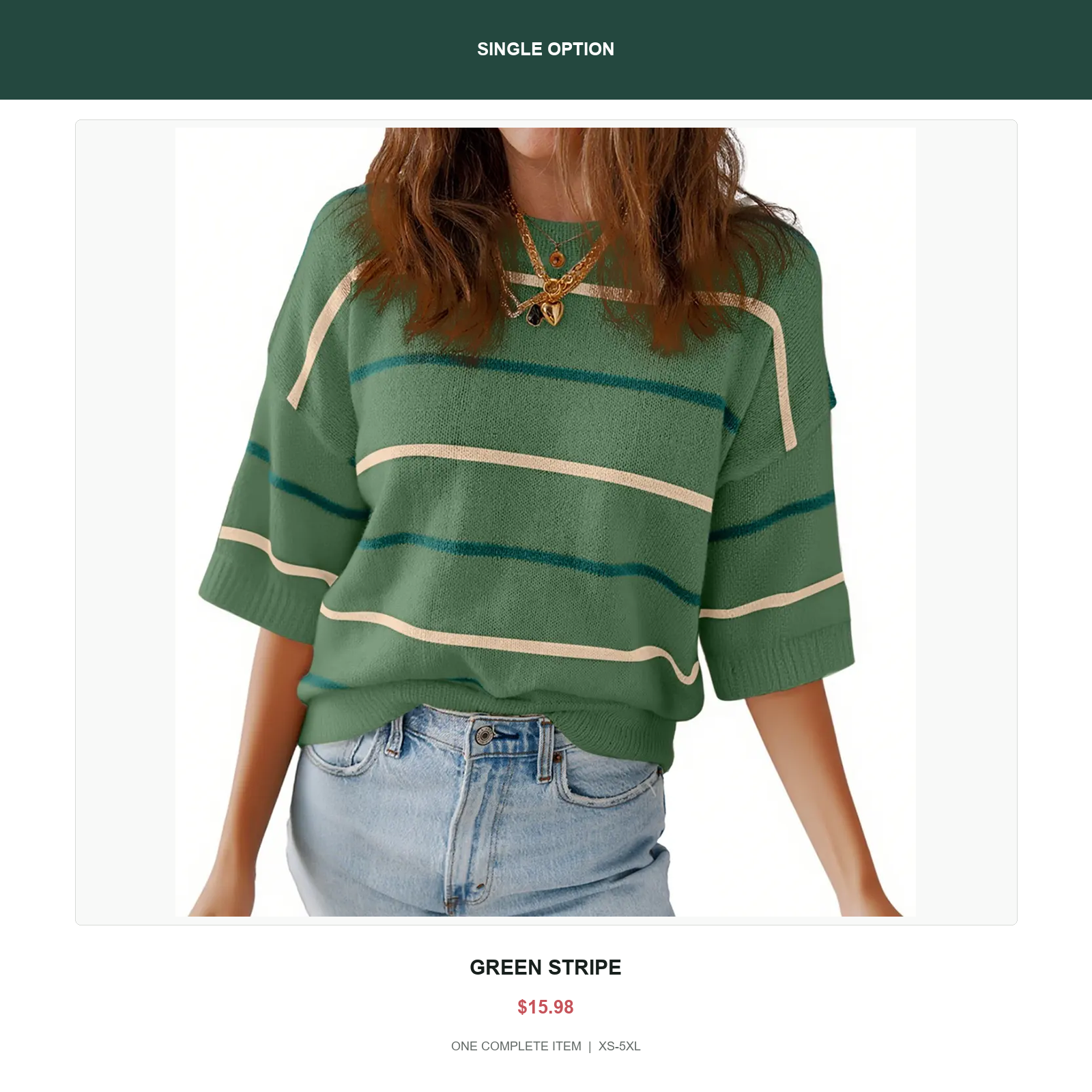 Single relaxed stripe knit top in Green Stripe