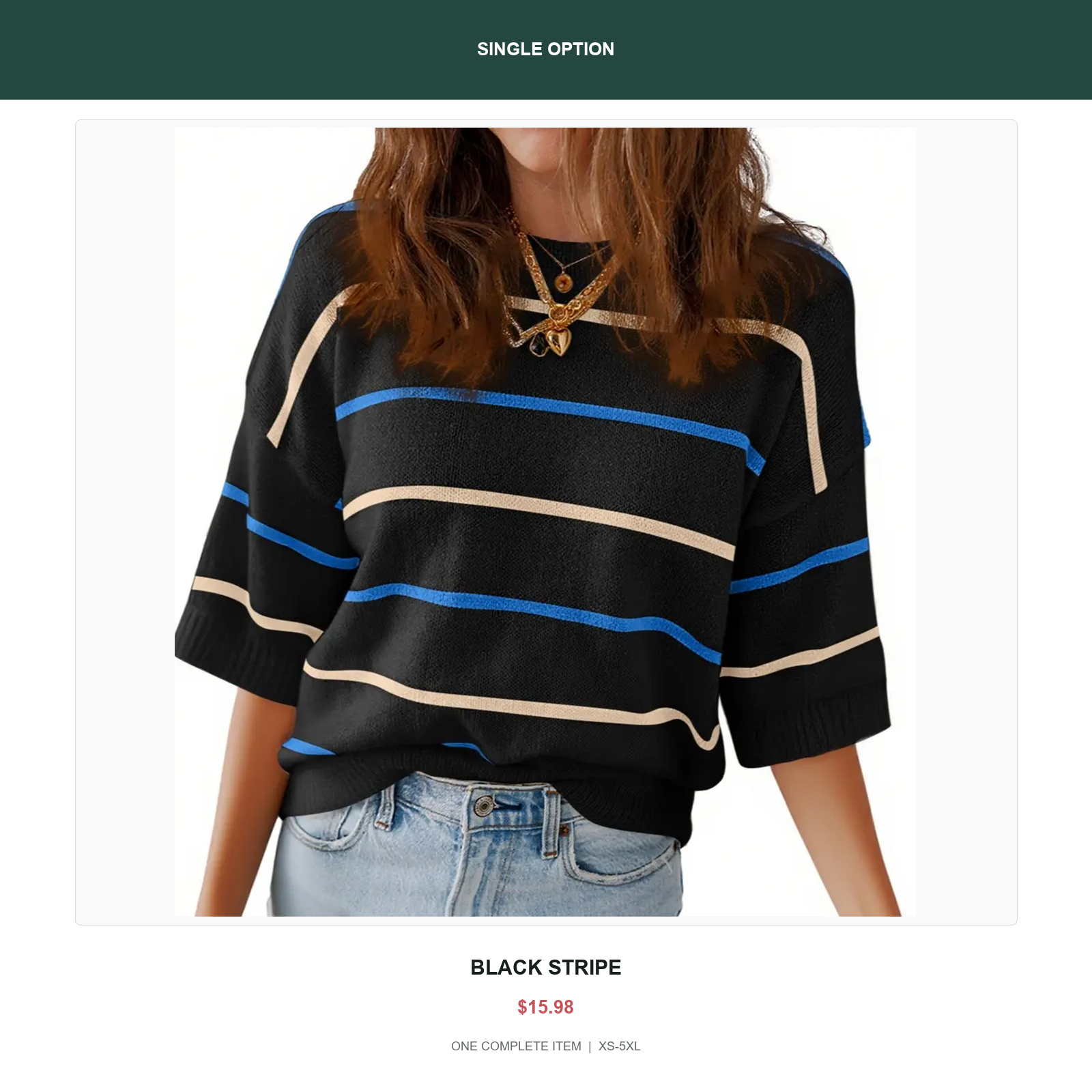 Single relaxed stripe knit top in Black Stripe