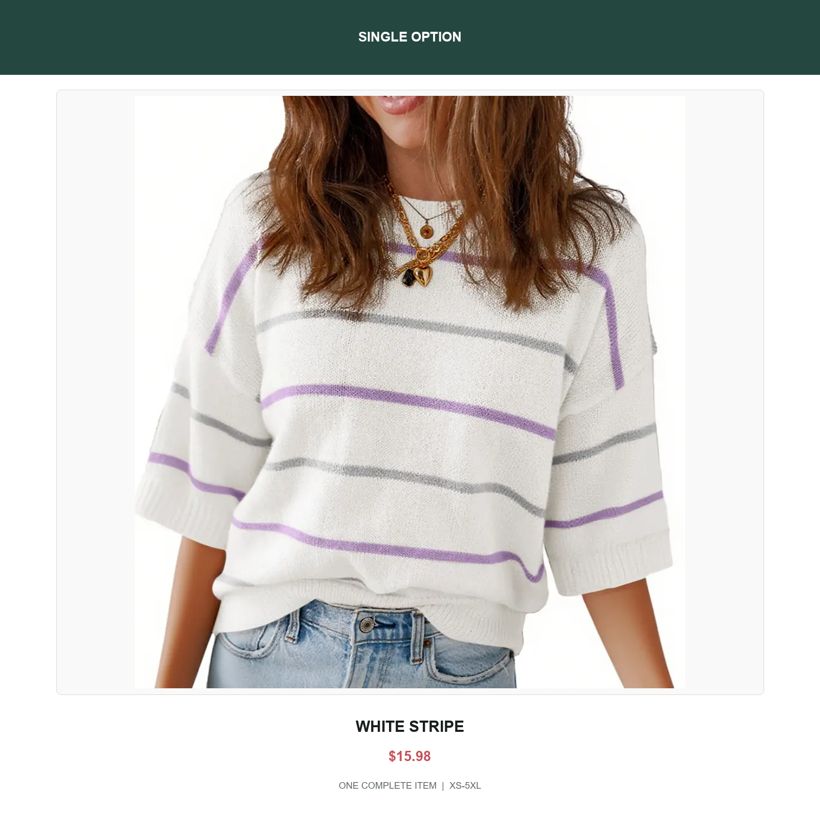 Single relaxed stripe knit top in White Stripe
