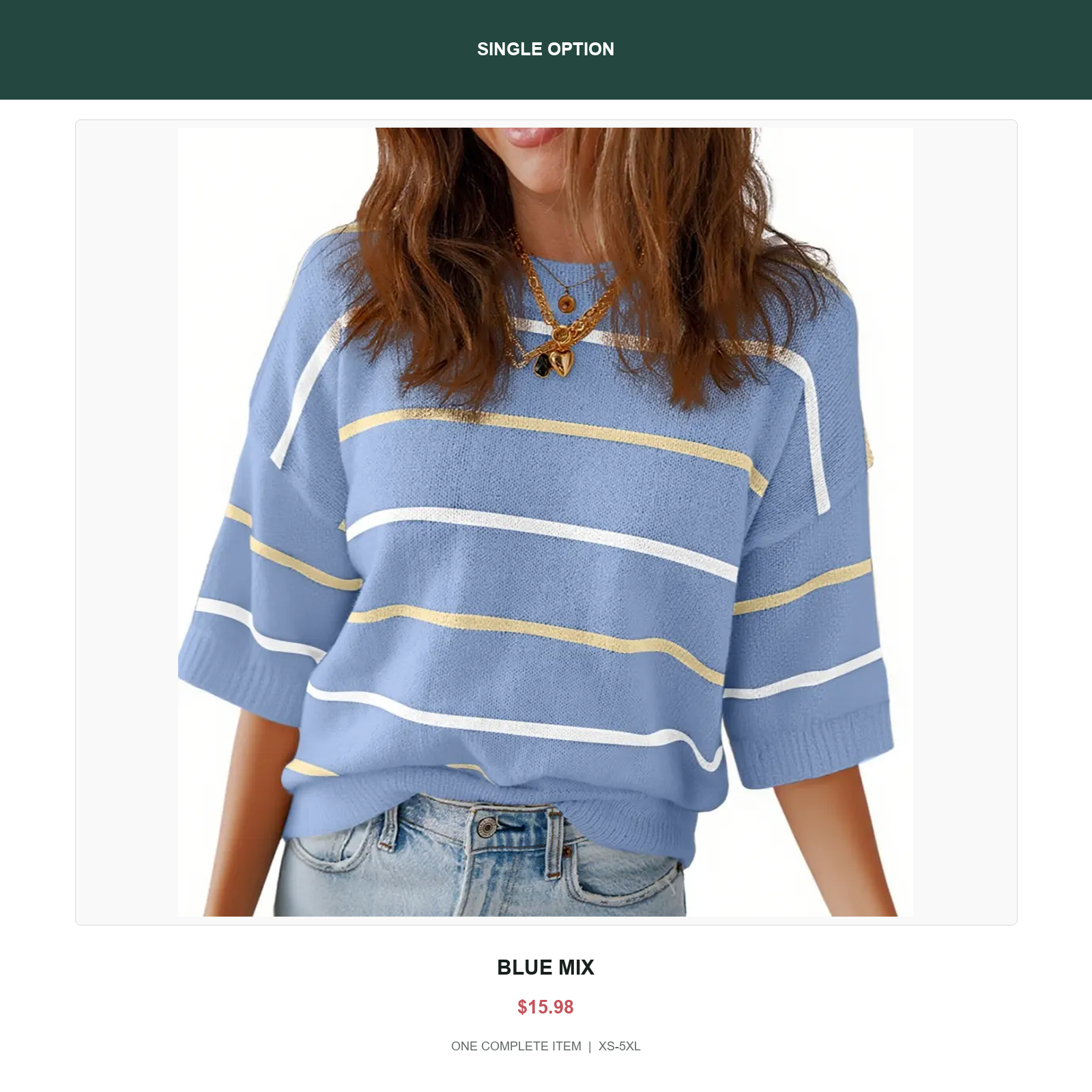 Single relaxed stripe knit top in Blue Mix