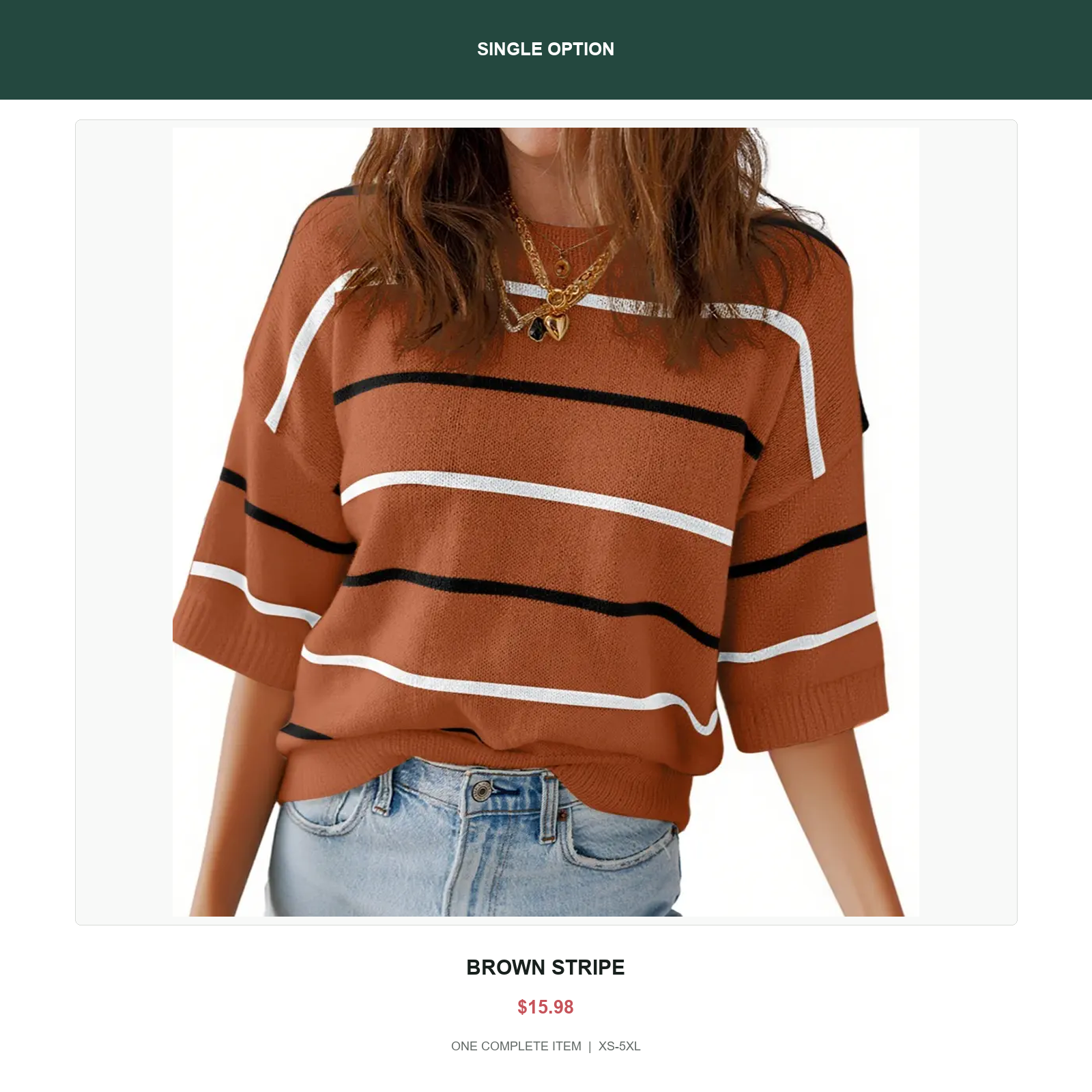 Single relaxed stripe knit top in Brown Stripe