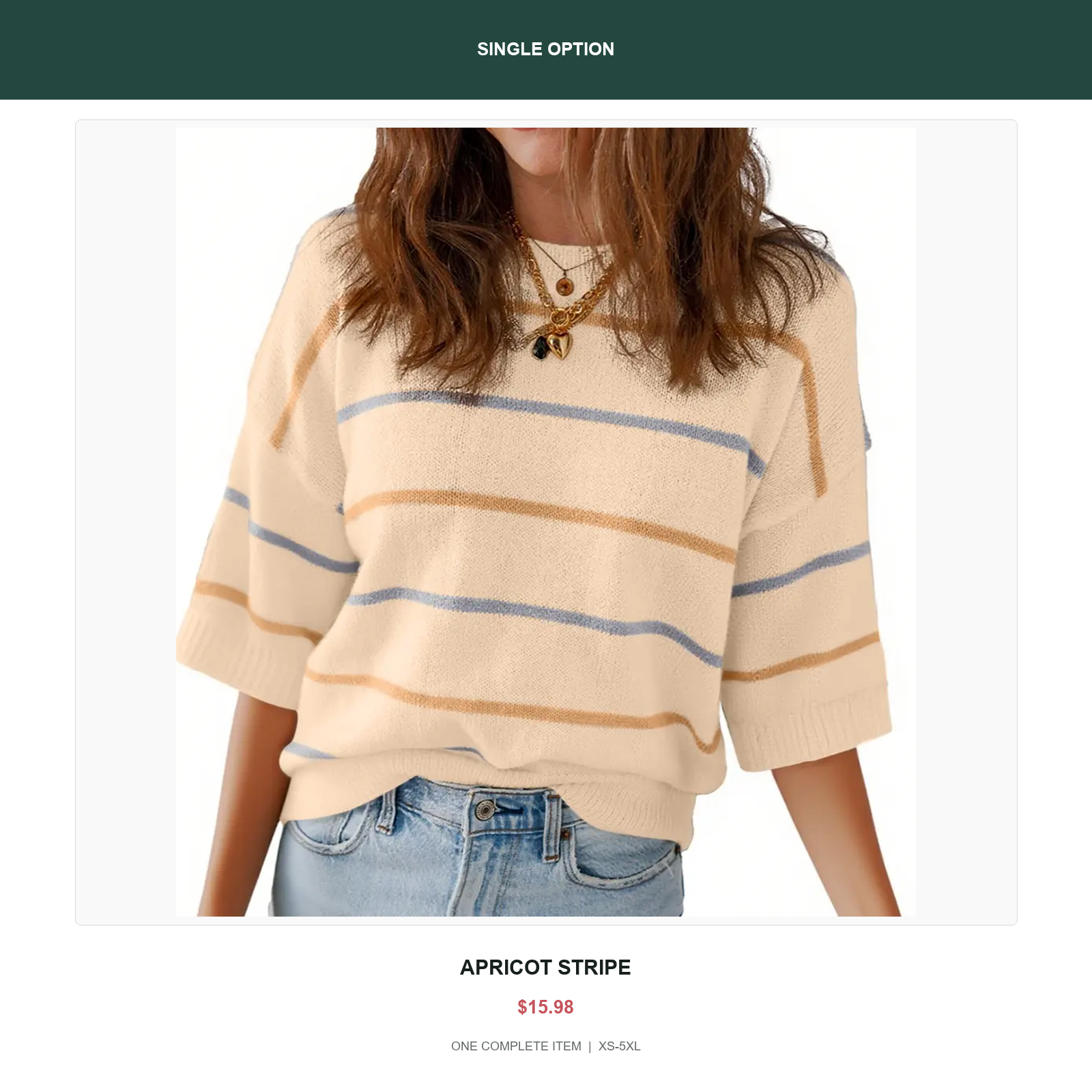 Single relaxed stripe knit top in Apricot Stripe