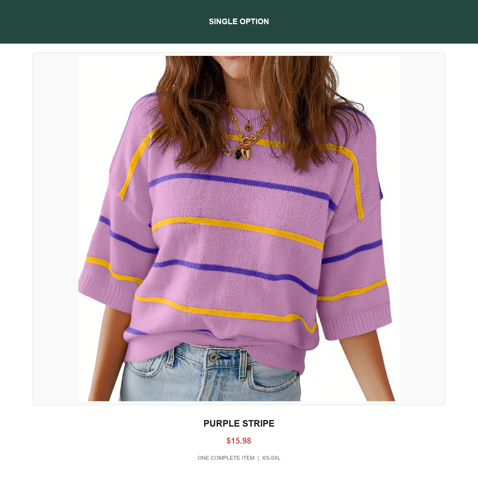 Single relaxed stripe knit top in Purple Stripe