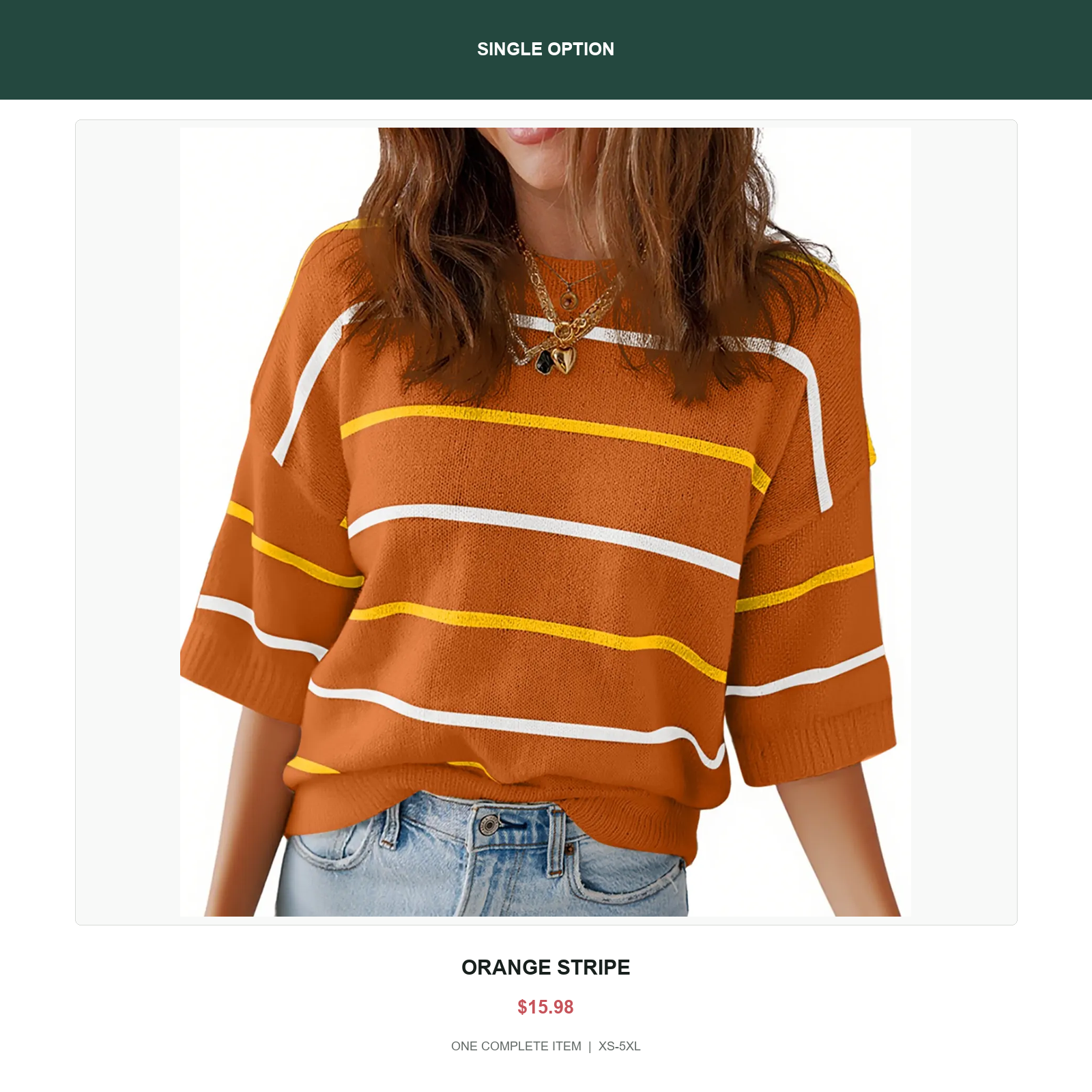 Single relaxed stripe knit top in Orange Stripe
