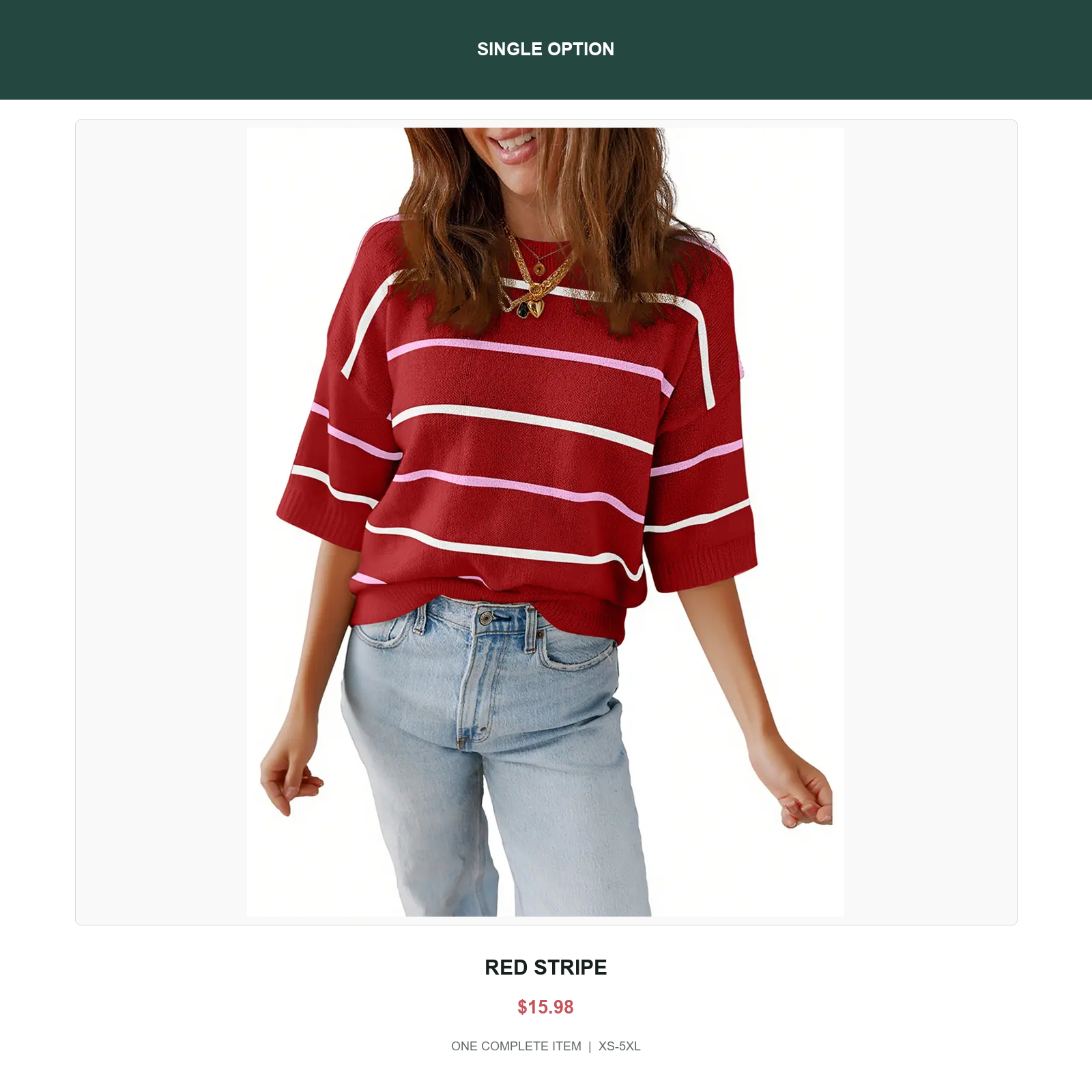 Single relaxed stripe knit top in Red Stripe