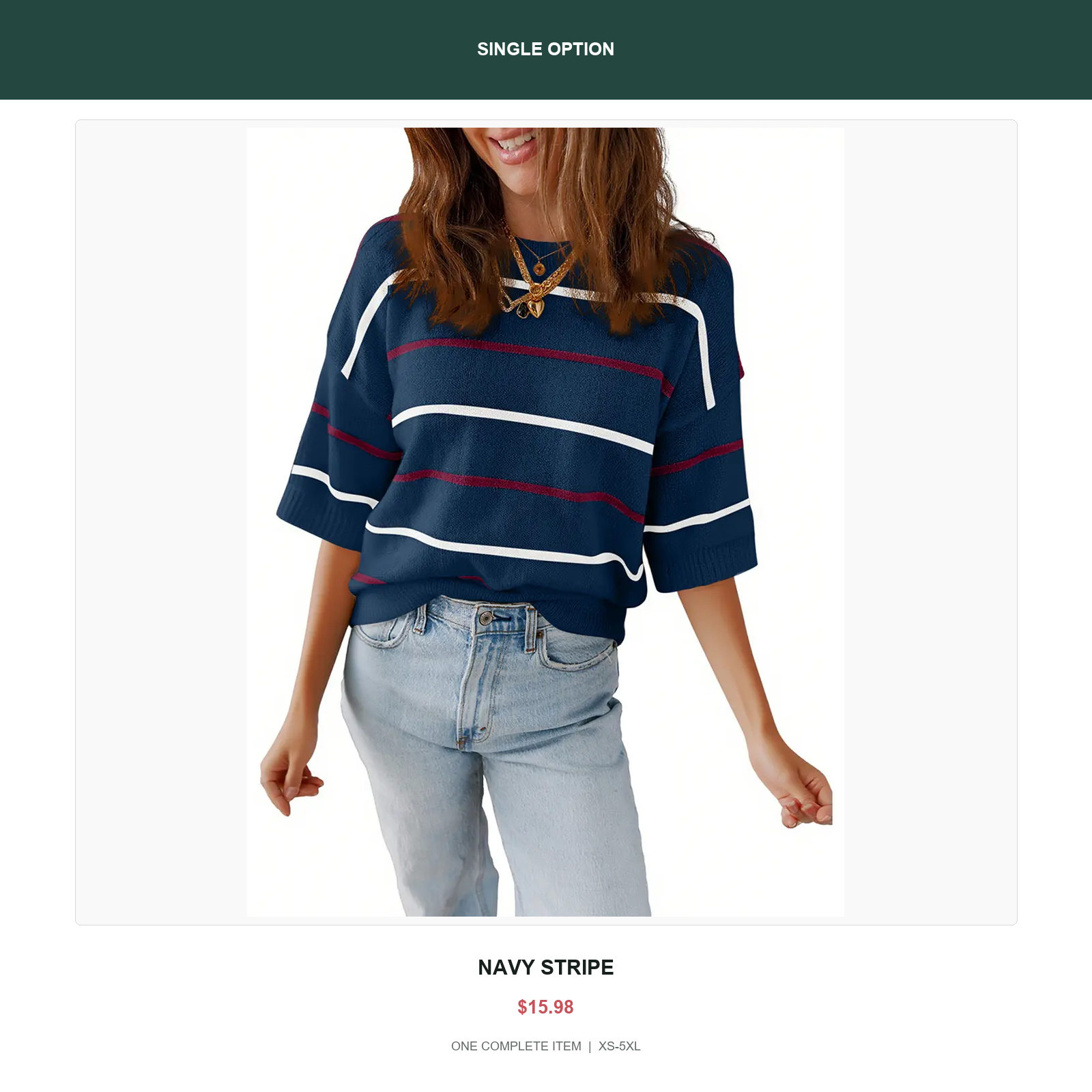 Single relaxed stripe knit top in Navy Stripe