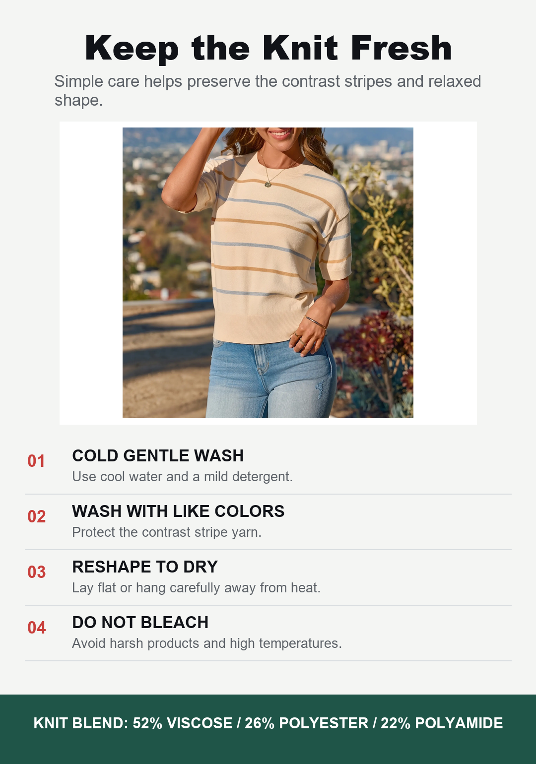Stripe knit top final mobile care guide