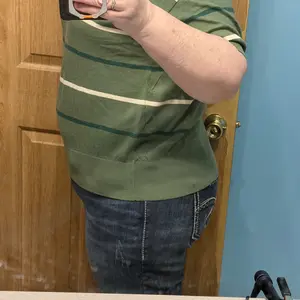 Source customer photo of Green Stripe knit top for final page