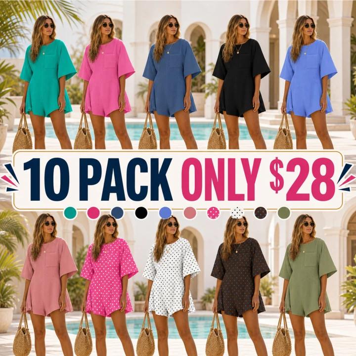 Women's Cotton Rompers - Casual Summer Jumpsuit