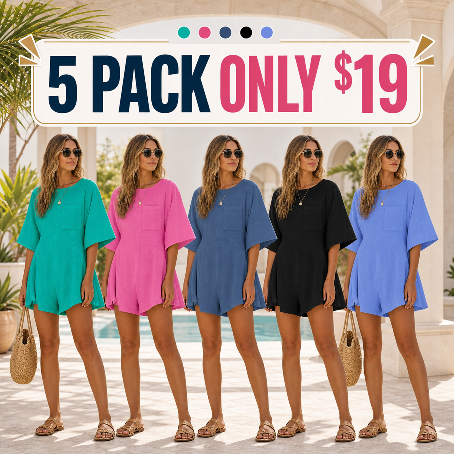 Women's Cotton Rompers - Casual Summer Jumpsuit