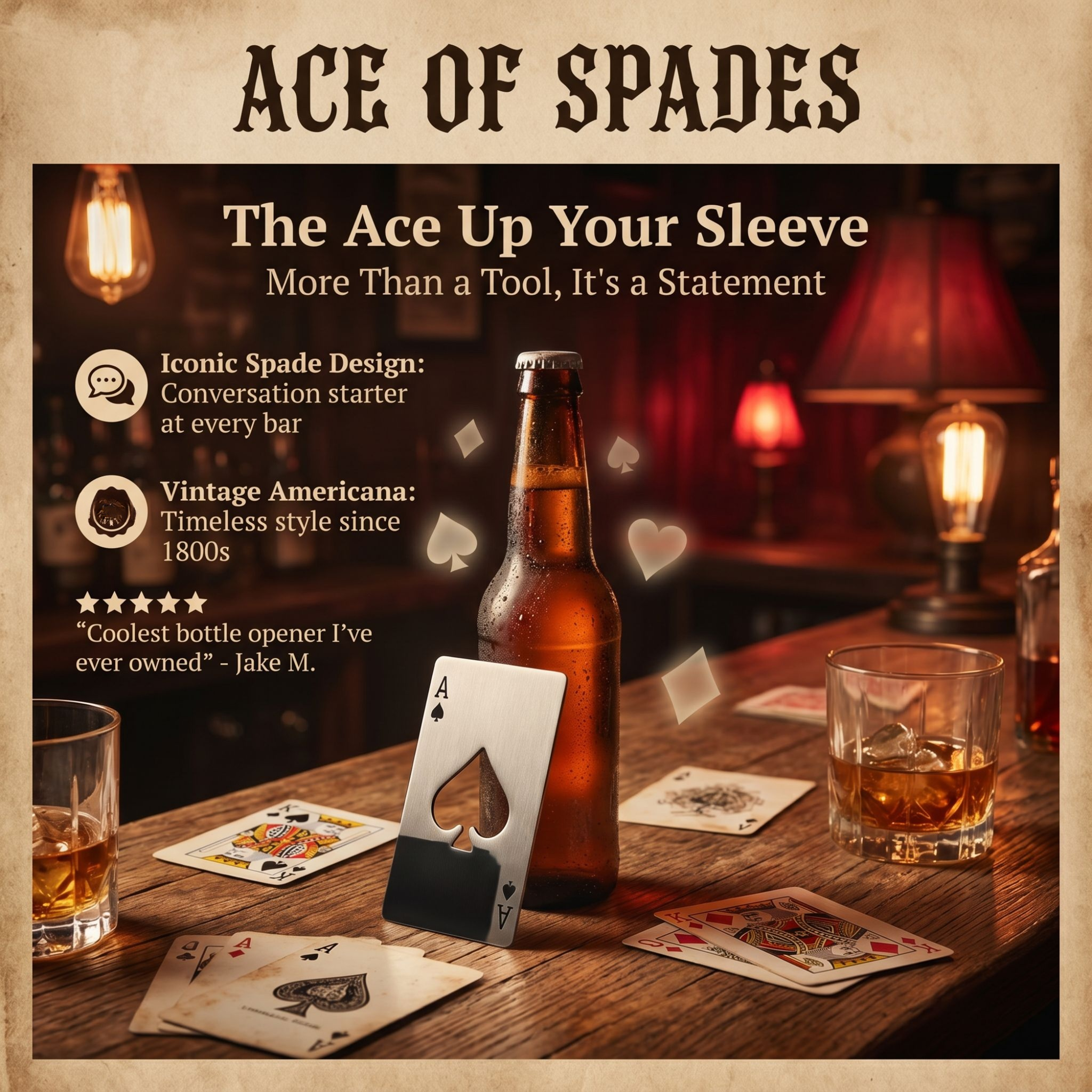Playing Card Shaped Stainless Steel Bottle Opener Credit Card Style