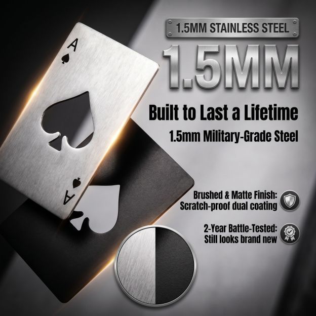 Playing Card Shaped Stainless Steel Bottle Opener Credit Card Style