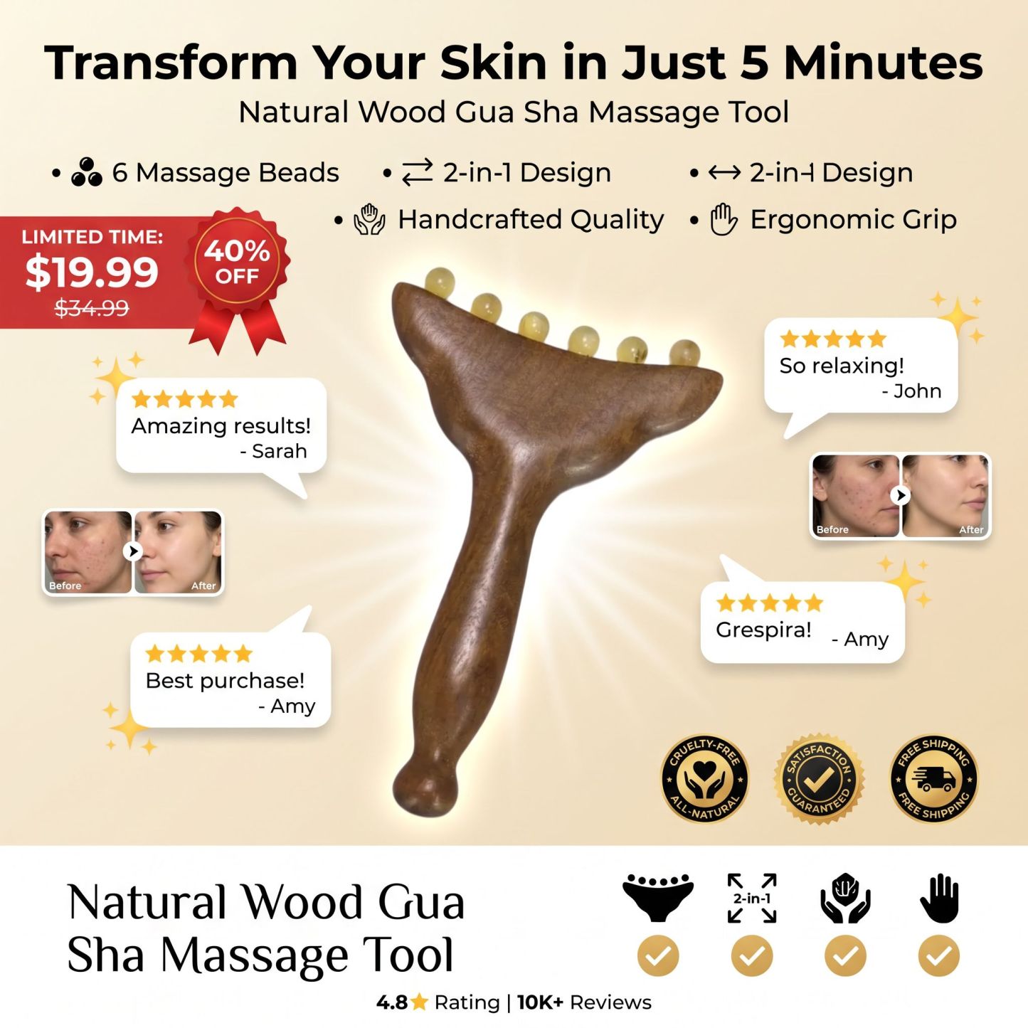 Sheep Horn Beauty Push Massager Mini Tool