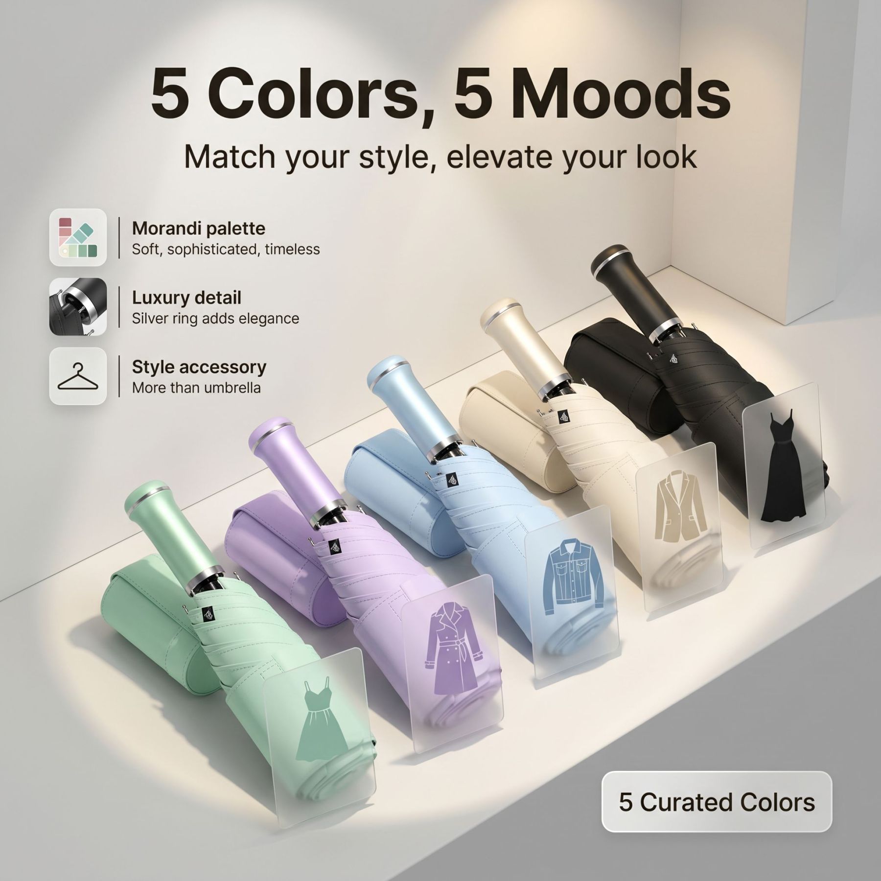Portable Folding Umbrella with Telescopic Handle, UV Protection, Customizable with Logo