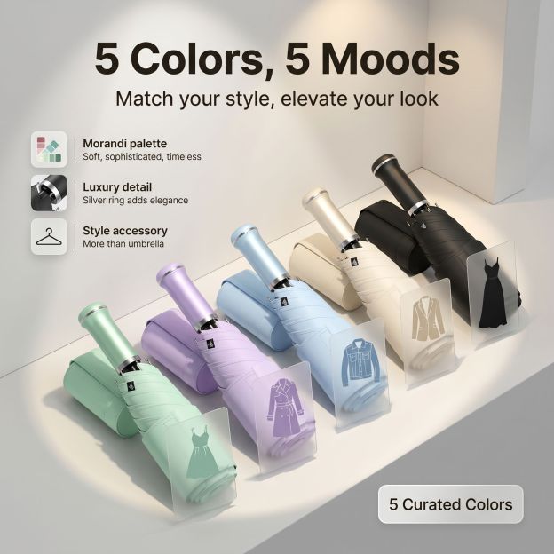 Portable Folding Umbrella with Telescopic Handle, UV Protection, Customizable with Logo