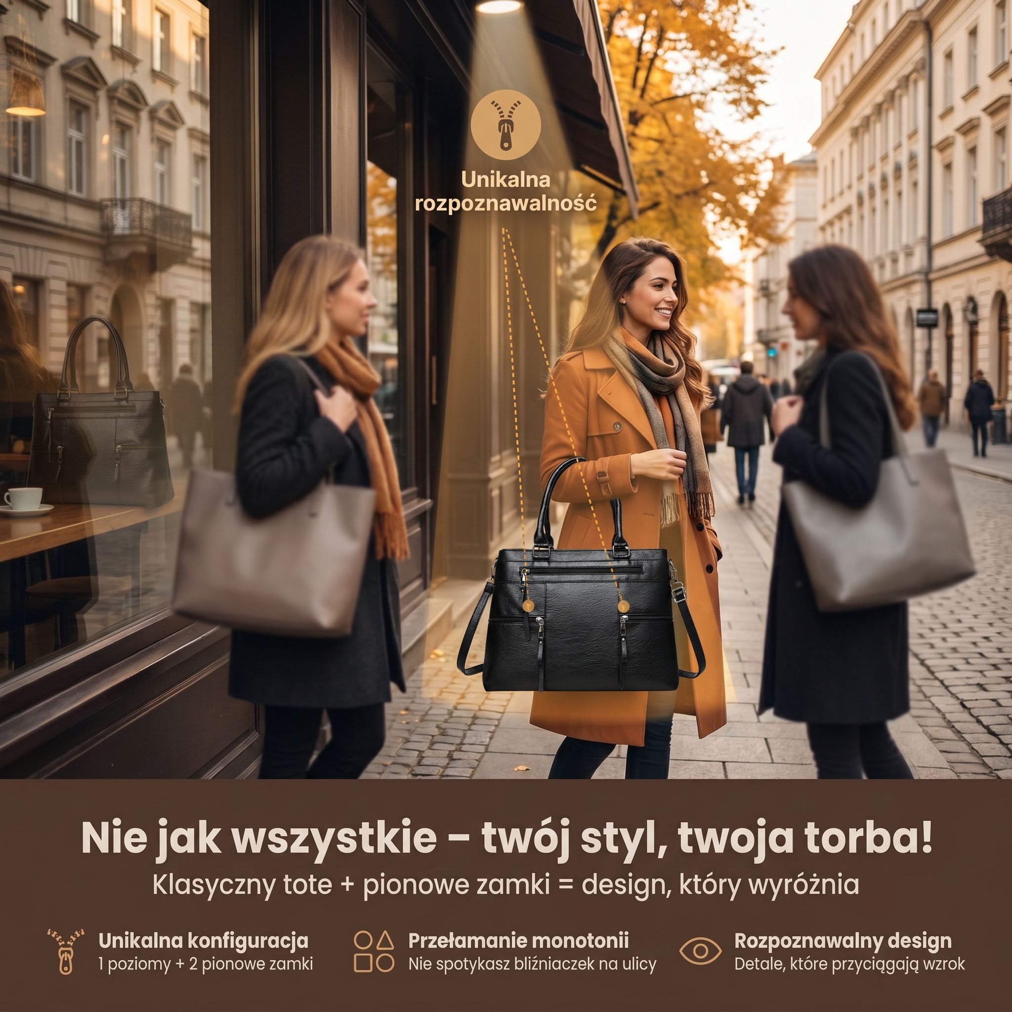 Elegancka, retro damska torba typu tote – duża pojemność, na ramię i przez ramię