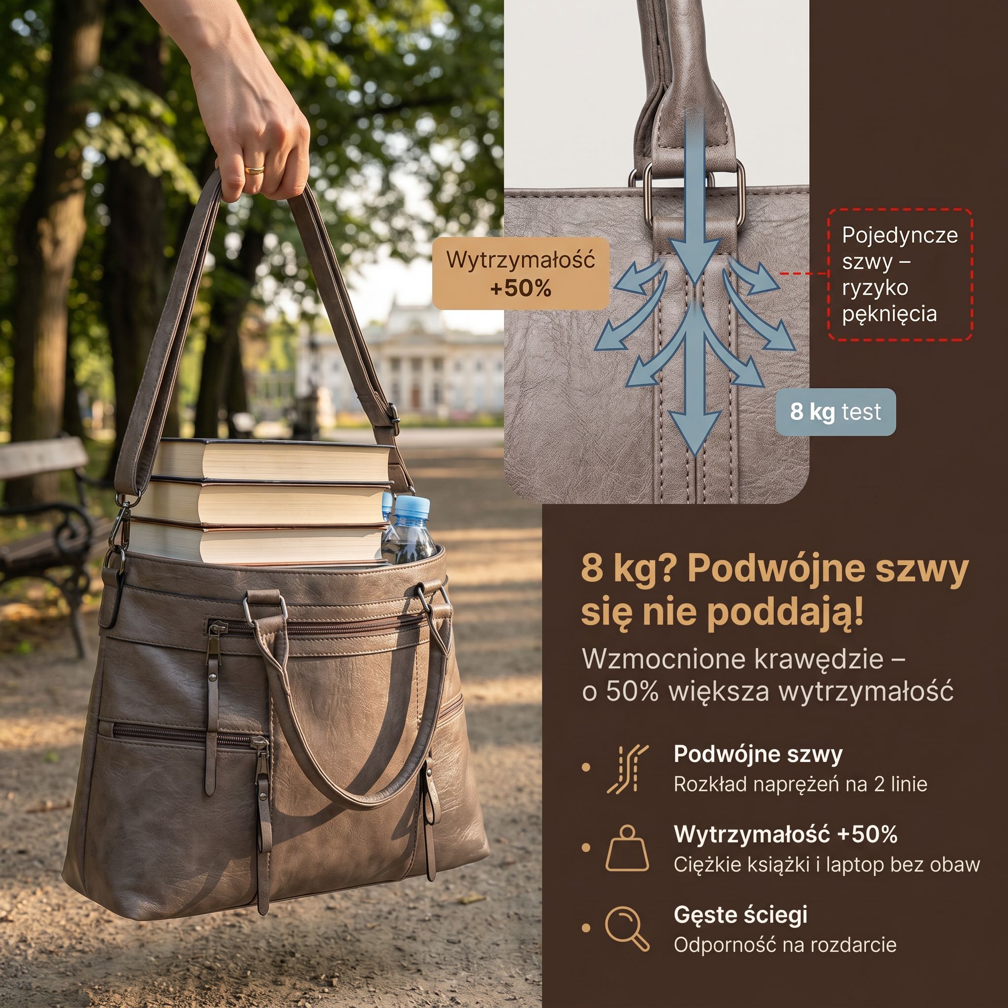 Elegancka, retro damska torba typu tote – duża pojemność, na ramię i przez ramię