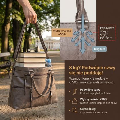 Elegancka, retro damska torba typu tote – duża pojemność, na ramię i przez ramię