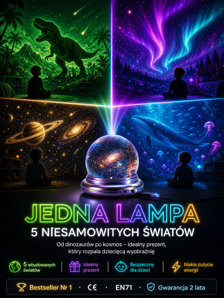Holograficzny Projektor Oceaniczny 5D 4K HD USB Złota Soczewka K9, Cicha Praca 0dB