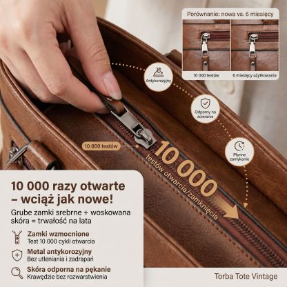 Elegancka, retro damska torba typu tote – duża pojemność, na ramię i przez ramię