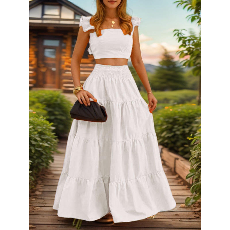Summer, New Elegant Sleveless Mid-waist two piece dress