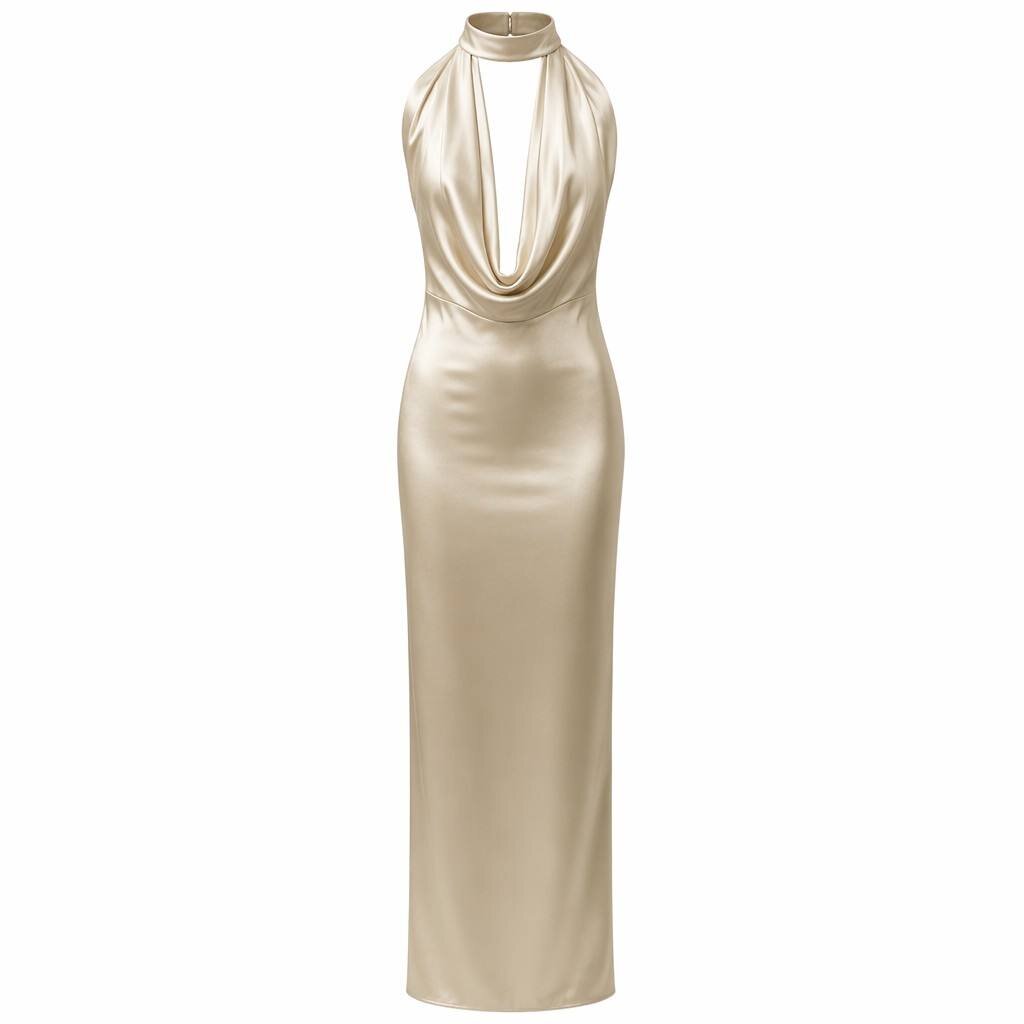 Asymmetrical Eco-Friendly Satin Gown-Masterpiece Dress