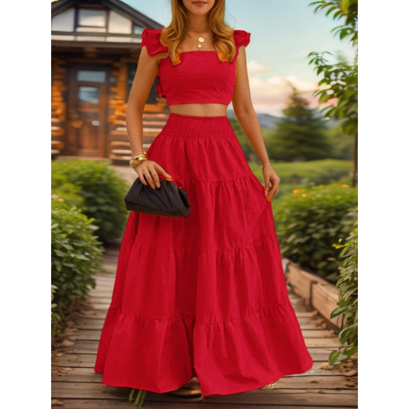 Summer, New Elegant Sleveless Mid-waist two piece dress
