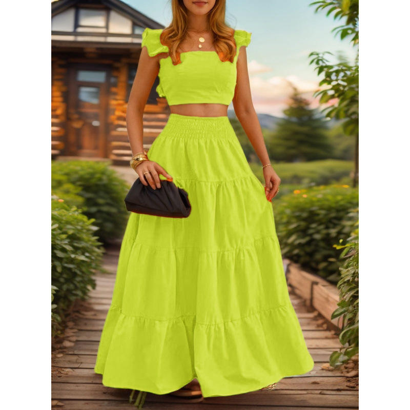 Summer, New Elegant Sleveless Mid-waist two piece dress