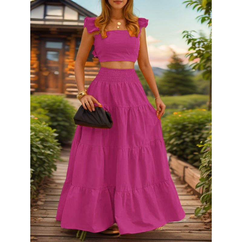 Summer, New Elegant Sleveless Mid-waist two piece dress