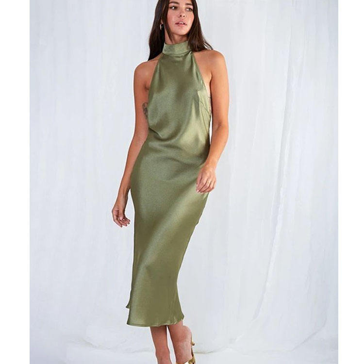 Sleeveless 100% Silk, Long Women Dress
