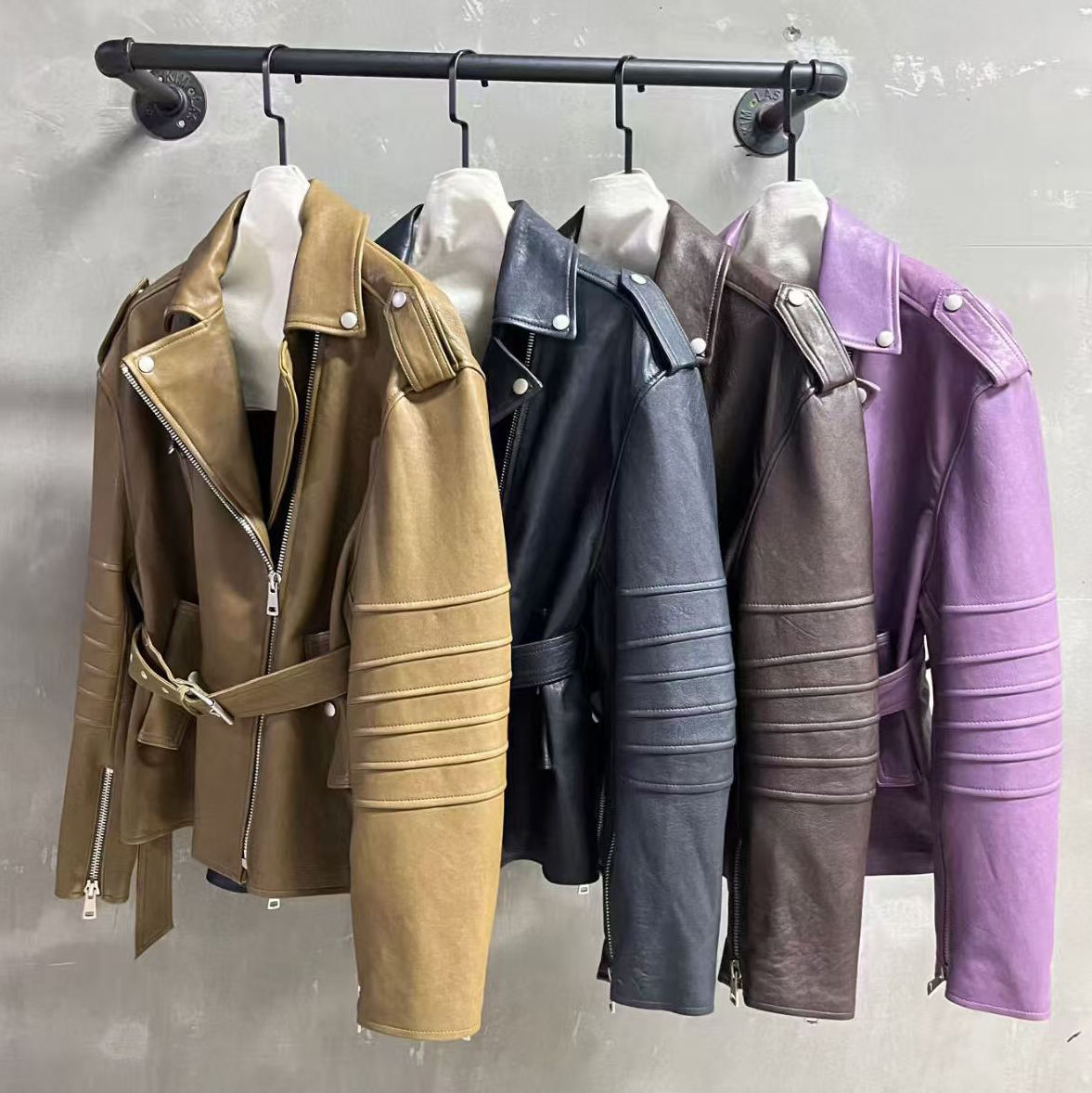 Genuine Leather Coat Motorbike 2PCS