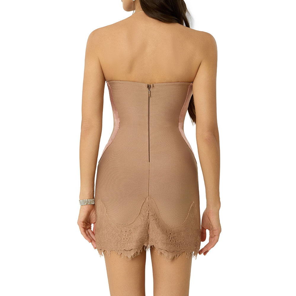 Fashion Strapless for Bandage Dress Tight Fitting with Simple Straight Silhouette Lace Backless Design 35pcs