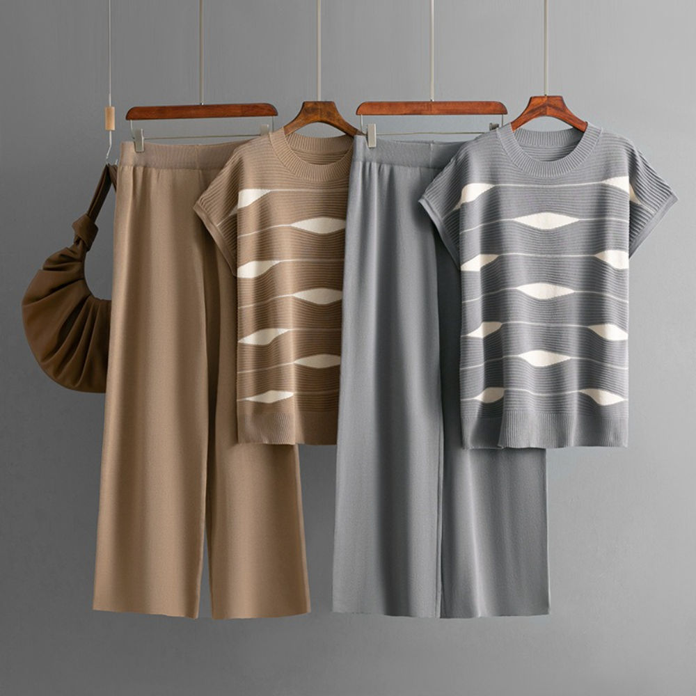 Woven Autumn Wave Patchwork Knit Casual Washable 10pcs