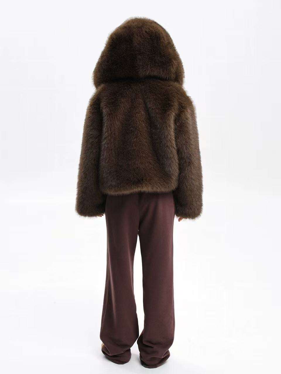 Women's Imitation Fox Fur Windproof Single Breasted Hooded Jacket Outerwear 15PCS  343