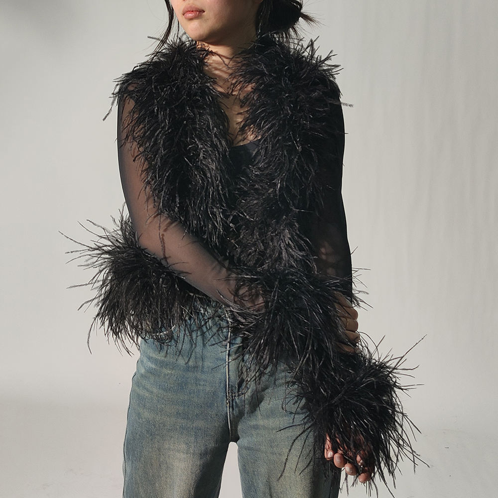 Night Dress Mesh Ostrich Feather 5pcs
