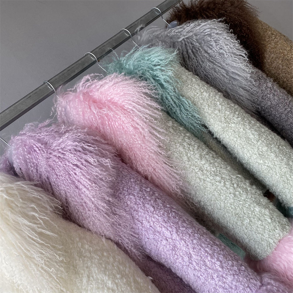  Sheep Lamb Fur Coat Fluffy Natural Mongolian Fur 3pcs