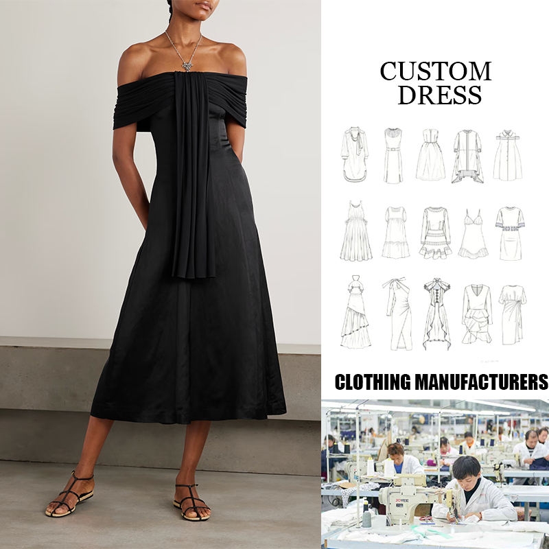 High-End Elegant Slim A-Line Asymmetrical Hem Maxi Dress Off-the-Shoulder 15PCS