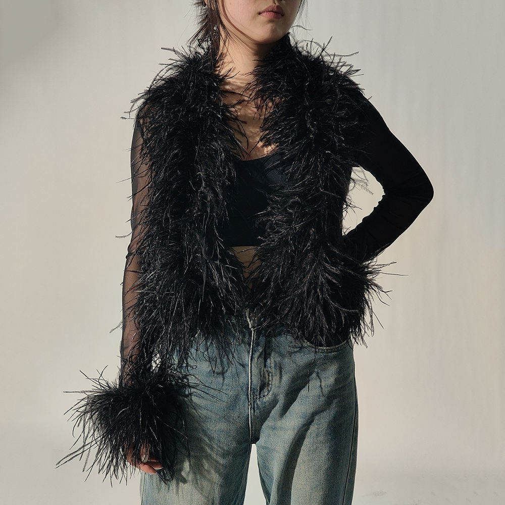 Night Dress Mesh Ostrich Feather 5pcs