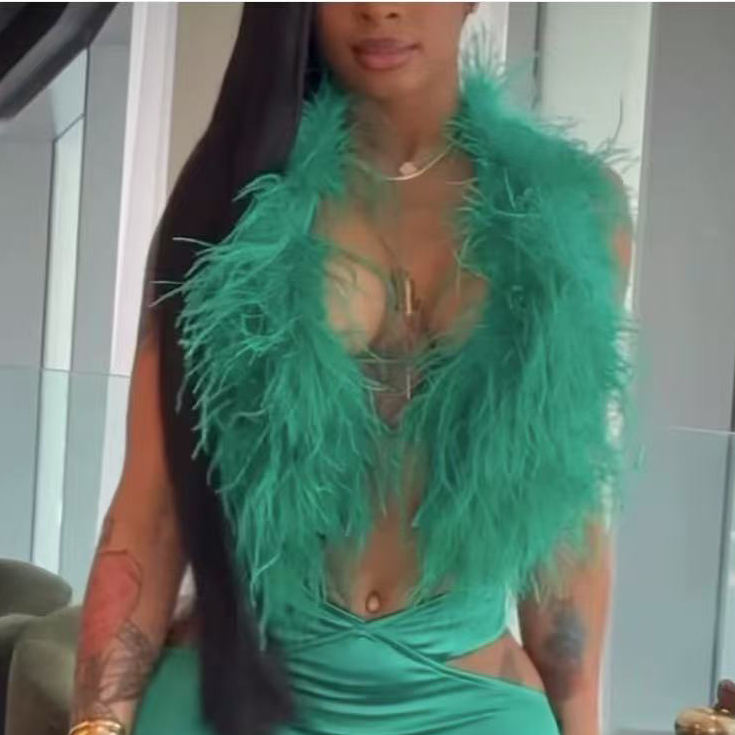  Sexy Strapless Furry Backless Short Sexy Ostrich Feather Fur   10PCS 570