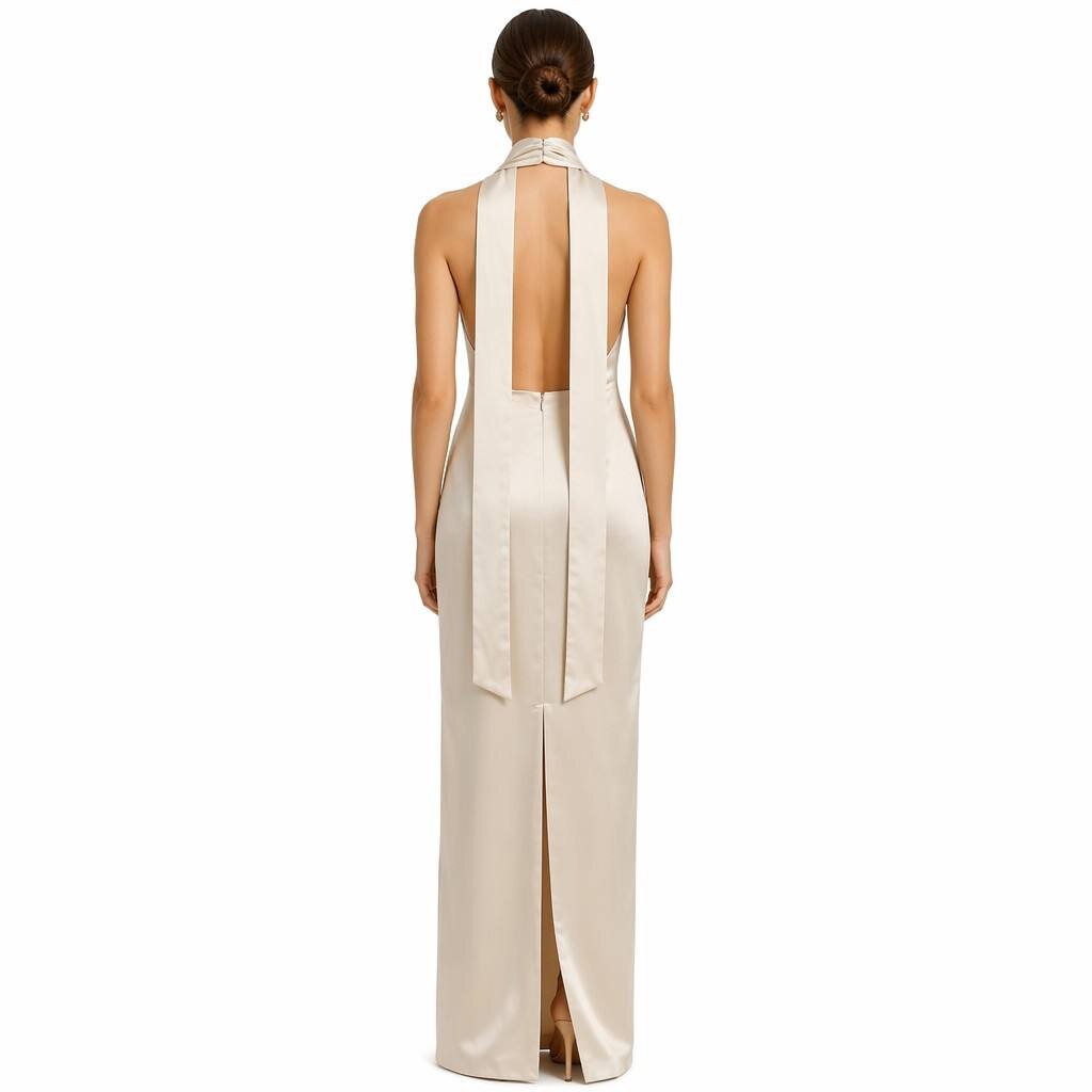 Asymmetrical Eco-Friendly Satin Gown-Masterpiece Dress